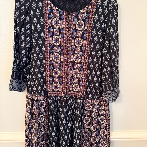 Vanessa Virginia Dress Anthropologie Embroidered Tunic Dress Black Size S - Picture 7 of 10